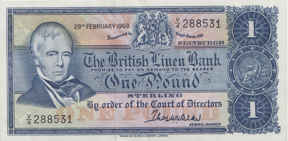 ONE POUND BANKNOTE REF SCOT-37 - 10 Shillings Banknotes - Cambridgeshire Coins