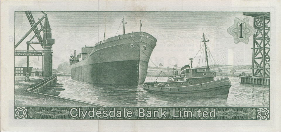 ONE POUND CLYDESDALE BANK BANKNOTE REF SCOT-10 - SCOTTISH BANKNOTES - Cambridgeshire Coins