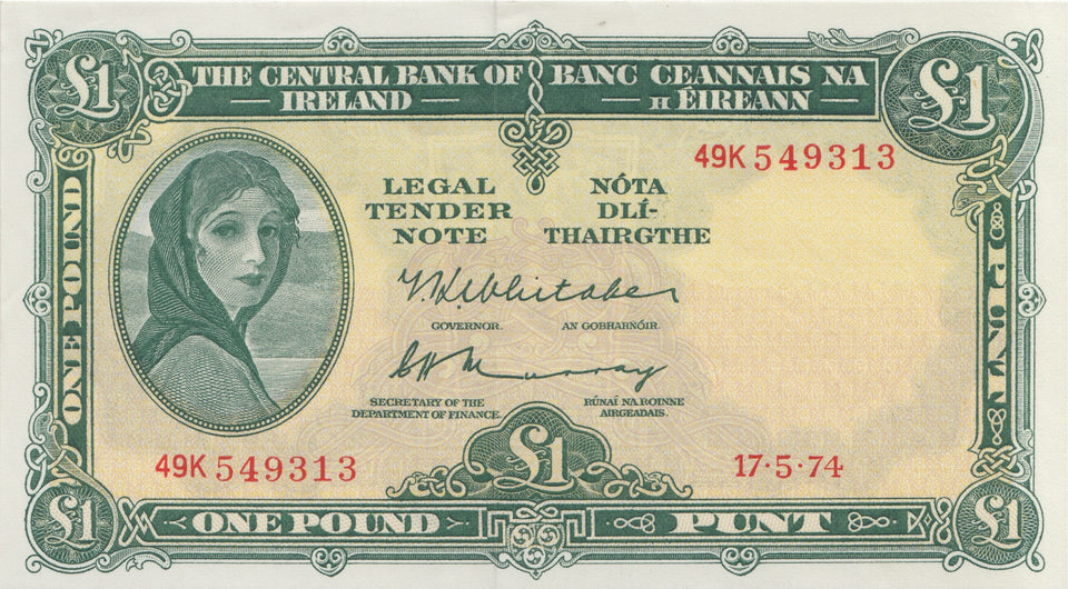 ONE POUND IRELAND BANKNOTE REF IRE-10 - Irish Banknotes - Cambridgeshire Coins