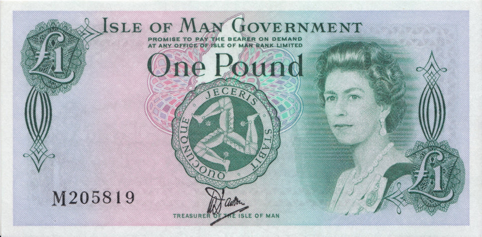 ONE POUND ISLE OF MAN BANKNOTE REF 1494 - £5 BANKNOTES - Cambridgeshire Coins