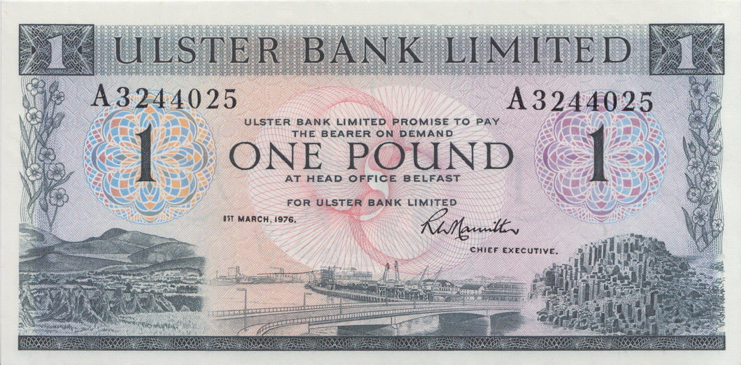 ONE POUND NORTHERN IRELAND BANKNOTE REF IRE-15 - Irish Banknotes - Cambridgeshire Coins