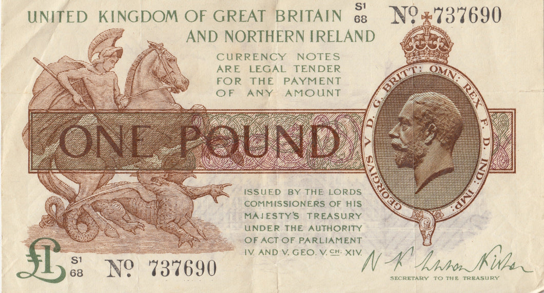 ONE POUND POUND BANKNOTE FISHER REF £1-97 - £1 BANKNOTE - Cambridgeshire Coins