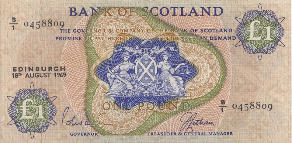 ONE POUND SCOTTISH BANKNOTE FORDE REF SCOT-41 - SCOTTISH BANKNOTES - Cambridgeshire Coins