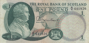 ONE POUND SCOTTISH BANKNOTE REF SCOT-15 - SCOTTISH BANKNOTES - Cambridgeshire Coins