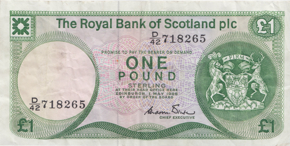 ONE POUND SCOTTISH BANKNOTE REF SCOT-24 - SCOTTISH BANKNOTES - Cambridgeshire Coins