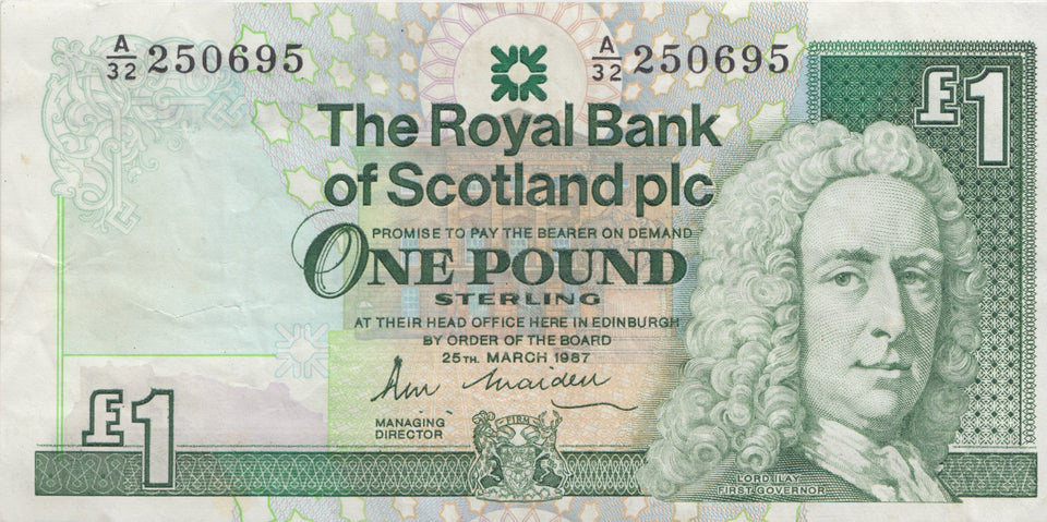 ONE POUND SCOTTISH BANKNOTE REF SCOT-26 - SCOTTISH BANKNOTES - Cambridgeshire Coins