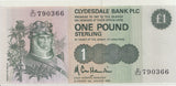 ONE POUND SCOTTISH BANKNOTE REF SCOT-29 - SCOTTISH BANKNOTES - Cambridgeshire Coins