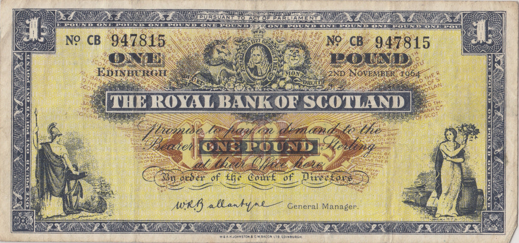 ONE POUND SCOTTISH BANKNOTE REF SCOT-6 - SCOTTISH BANKNOTES - Cambridgeshire Coins