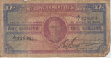 ONE SHILLING GOVERNMENT OF MALTA MALTA BANKNOTE REF 167 - WORLD BANKNOTES - Cambridgeshire Coins