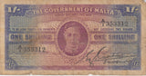 ONE SHILLING GOVERNMENT OF MALTA MALTA BANKNOTE REF 168 - WORLD BANKNOTES - Cambridgeshire Coins