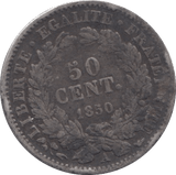 1850 50 CENTIMES FRANCE SILVER - WORLD COINS - Cambridgeshire Coins