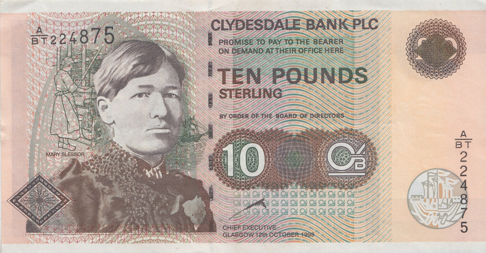 TEN POUNDS BANK OF SCOTLAND REF SCOT-49 - SCOTTISH BANKNOTES - Cambridgeshire Coins