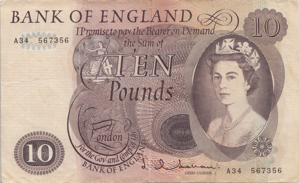 TEN POUNDS BANKNOTE HOLLOM REF £10-29 - £10 Banknotes - Cambridgeshire Coins