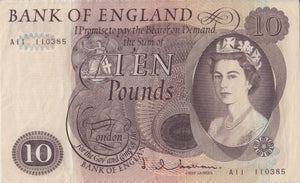 TEN POUNDS BANKNOTE HOLLOM REF £10-66 - £10 Banknotes - Cambridgeshire Coins