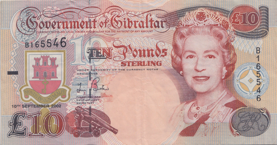 TEN POUNDS GIBRALTAR BANKNOTE REF £10-44 - £10 Banknotes - Cambridgeshire Coins