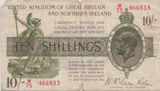 TEN SHILLING BANKNOTE FISHER REF £1-30 - £1 BANKNOTE - Cambridgeshire Coins