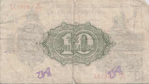 TEN SHILLING BANKNOTE FISHER REF £1-30 - £1 BANKNOTE - Cambridgeshire Coins