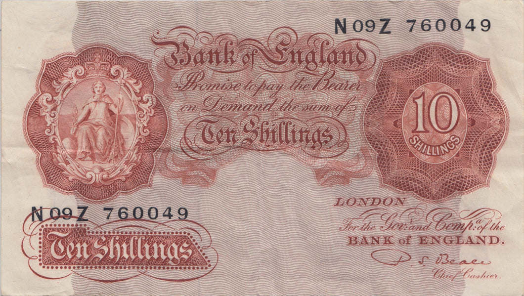 TEN SHILLINGS BANKNOTE BEALE REF SHILL-13 - 10 Shillings Banknotes - Cambridgeshire Coins