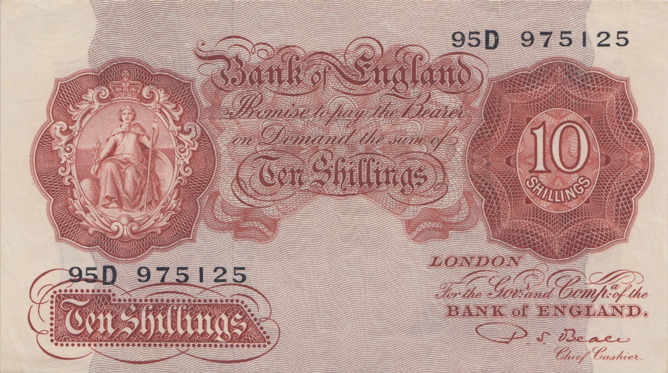 TEN SHILLINGS BANKNOTE BEALE REF SHILL-3 - 10 Shillings Banknotes - Cambridgeshire Coins