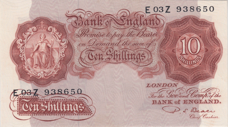 TEN SHILLINGS BANKNOTE BEALE REF SHILL-34 - 10 Shillings Banknotes - Cambridgeshire Coins