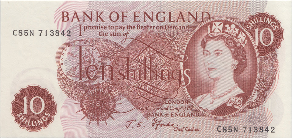 TEN SHILLINGS BANKNOTE FORDE REF SHILL-27 - £1 BANKNOTE - Cambridgeshire Coins