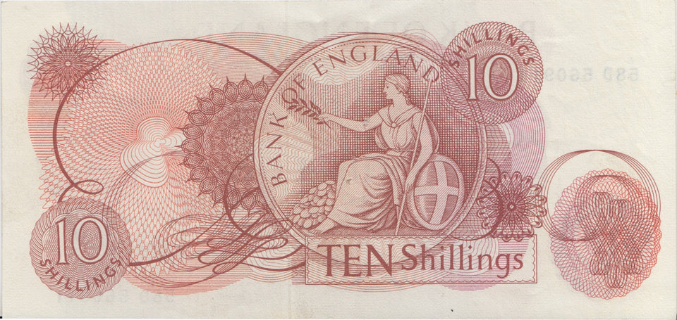 TEN SHILLINGS BANKNOTE HOLLOM REF SHILL-20 - 10 Shillings Banknotes - Cambridgeshire Coins