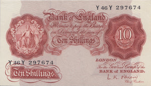 TEN SHILLINGS BANKNOTE O'BRIEN REF SHILL-26 - 10 Shillings Banknotes - Cambridgeshire Coins