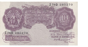 TEN SHILLINGS BANKNOTE PEPPIATT REF SHILL-11 - 10 Shillings Banknotes - Cambridgeshire Coins