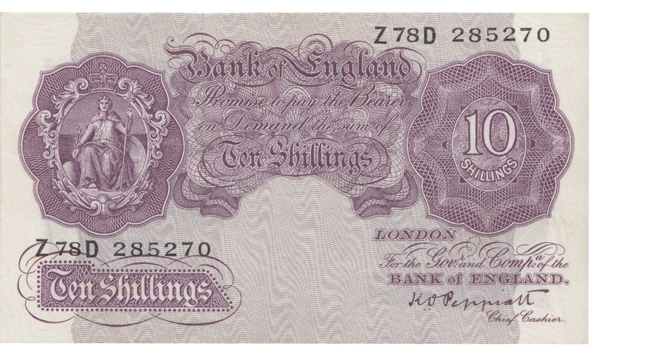 TEN SHILLINGS BANKNOTE PEPPIATT REF SHILL-11 - 10 Shillings Banknotes - Cambridgeshire Coins