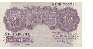 TEN SHILLINGS BANKNOTE PEPPIATT REF SHILL-12 - 10 Shillings Banknotes - Cambridgeshire Coins