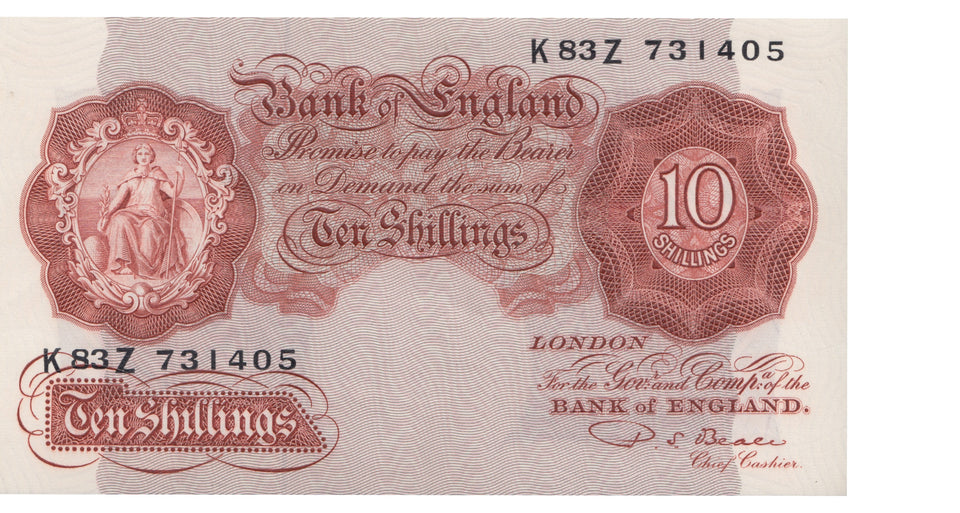 TEN SHILLINGS BANKNOTE PEPPIATT REF SHILL-13 - 10 Shillings Banknotes - Cambridgeshire Coins