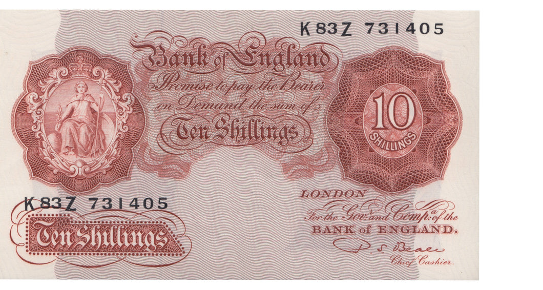 TEN SHILLINGS BANKNOTE PEPPIATT REF SHILL-13 - 10 Shillings Banknotes - Cambridgeshire Coins