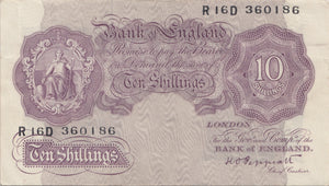 TEN SHILLINGS BANKNOTE PEPPIATT REF SHILL-29 - 10 Shillings Banknotes - Cambridgeshire Coins