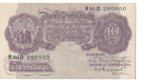 TEN SHILLINGS BANKNOTE PEPPIATT REF SHILL-6 - 10 Shillings Banknotes - Cambridgeshire Coins