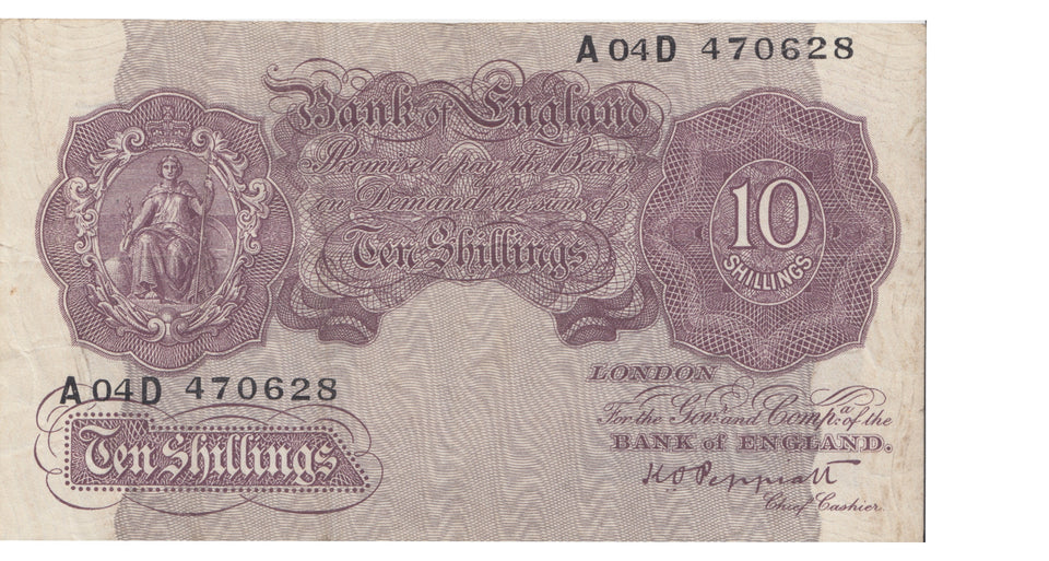 TEN SHILLINGS BANKNOTE PEPPIATT REF SHILL-7 - 10 Shillings Banknotes - Cambridgeshire Coins