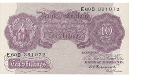 TEN SHILLINGS BANKNOTE PEPPIATT REF SHILL-9 - 10 Shillings Banknotes - Cambridgeshire Coins