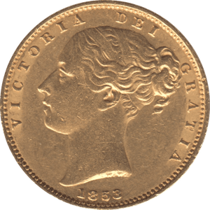 1853 GOLD SOVEREIGN ( AUNC ) SHIELD BACK - SOVEREIGN - Cambridgeshire Coins