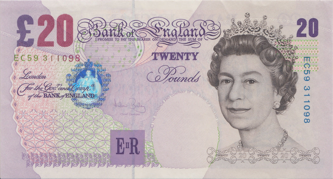 TWENTY POUNDS BANKNOTE BAILEY REF £20-17 - £20 Banknotes - Cambridgeshire Coins