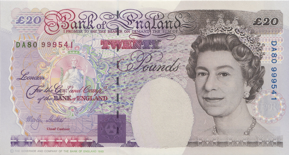 TWENTY POUNDS BANKNOTE LOWTHER REF £20-8 - £20 Banknotes - Cambridgeshire Coins