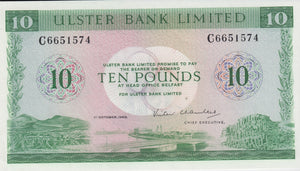 ULSTER BANK BELFAST TEN POUNDS BANKNOTE REF 1254 - World Banknotes - Cambridgeshire Coins