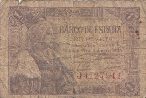 UNA PESETA BANK OF SPAIN REF 1335 - World Banknotes - Cambridgeshire Coins