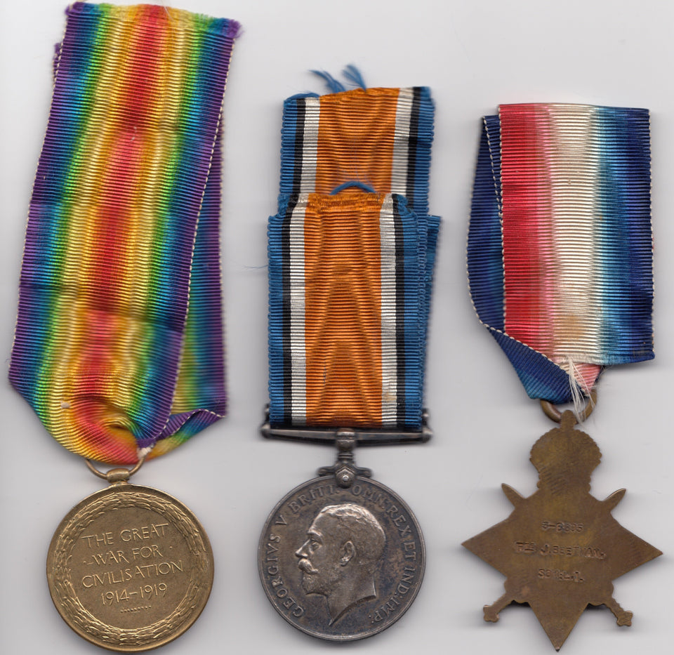 WW1 MEDAL TRIO COLLECTION, 1914-15 MONS STAR MEDAL, 1914-19 VICTORY WAR MEDAL, 1914-18 BRITISH WAR MEDAL PTF. J.BEETMAN. SOM .I. - MEDALS - Cambridgeshire Coins